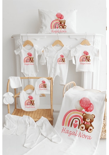 Bebewini %100 Pamuk Baskılı 11'li İsimli Hastane Çıkışı 0014 Ekru