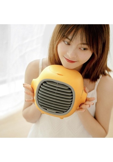 Hava Soğutucu Çok Kademeli Rüzgar Hızı Ayarlanabilir Şarj Sessiz, Sarı 8407 Sarı
