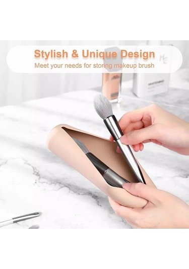 Moveevo 2 Paket Seyahat Makyaj Fırçası Tutucu, Silikon Trend Ve Taşınabilir Kozmetik Yüz Fırçaları Tutucu, Seyahat İçin Yumuşak