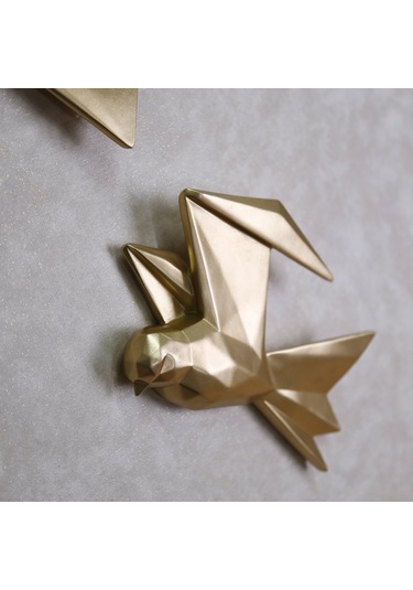 Mouette 3'Lü Dekoratif Kuş Altın