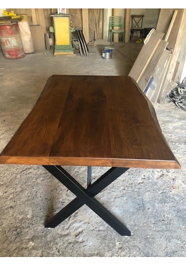 Bintaşmobilya Ceviz Rengi Gürgen Ağacı Kütük Masa Imalatı 80X120.Cm