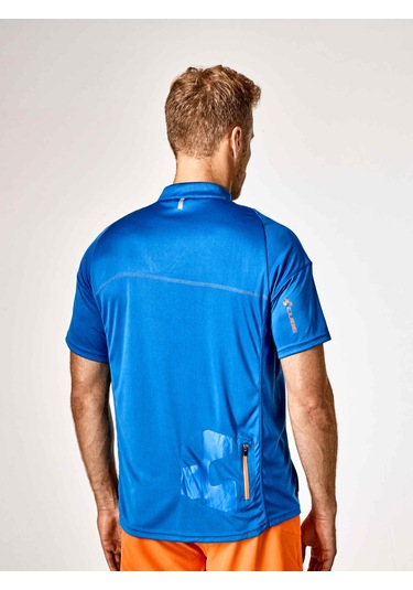 CUBE Motion Kısa Kollu Jersey Bisiklet Tshirt Mavi - Turuncu Çizgili