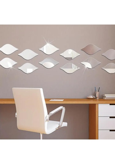 Su Damlası Pleksi Ayna 14x7cm 5 Adet - Silver Gümüş