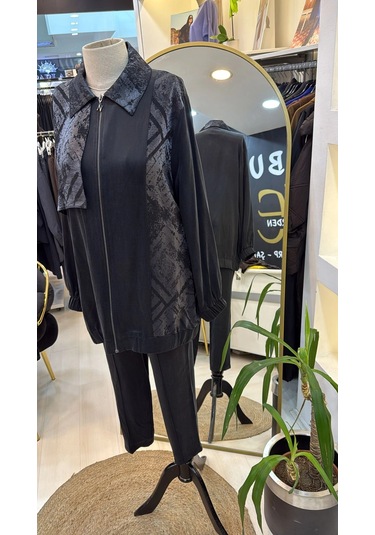 Nuss 1001 Jakar Detay Pantolonlu Takım - Antrasit Antrasit