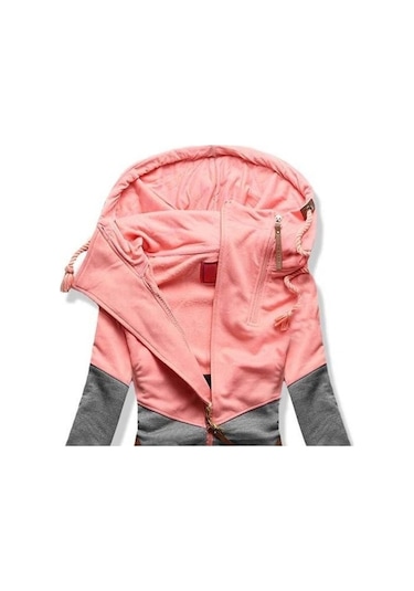 Novahub Bahar Kadın Ceket 2021 Moda Pembe Mavi Kapşonlu Kazak Fermuarlı Kapüşonlu Svetşört Kadın Ter Polerones Lacivert Lacivert