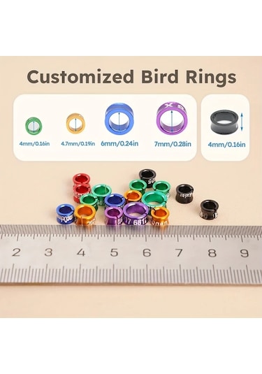 Elmpaly 10 Adet Alüminyum Kuş Bileziği 4.7 Mm Rastgele Renk Dayanıklı Kişiselleştirilmiş Kuş Eğitimi
