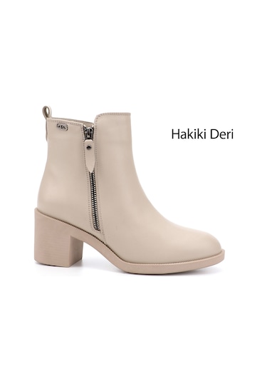 Gönderi R Kadın Bej Fermuarlı Kalın Topuklu Hakiki Deri Bot Gkzb13453427 Bej