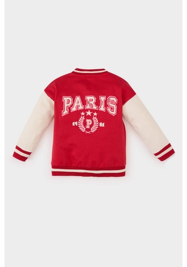 DeFacto Kız Bebek Baskılı Kolej Yaka İçi Yumuşak Tüylü Bomber Hırka D7873A525SPRD54 Kırmızı
