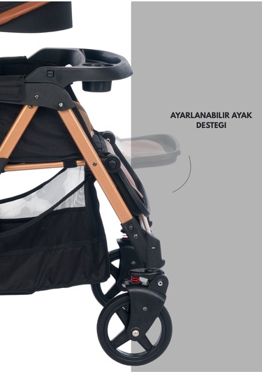 Joell Trendy Çift Yönlü Travel Sistem Bebek Arabası Gold Siyah