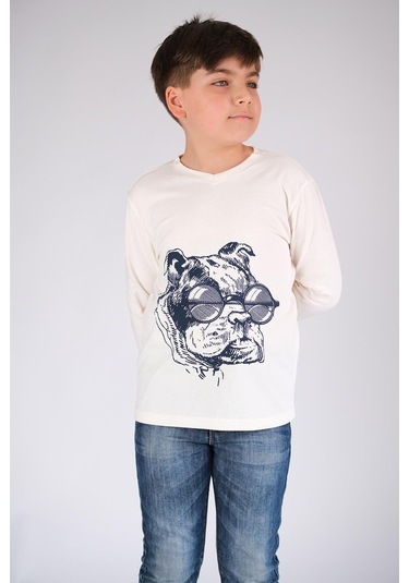 Uzun Kol Pamuk Tişört Beyaz Punky Animals 2022-B-0004