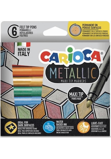 Carioca 6 Renk Maxi Tip Metalik Keçeli Kalem Seti