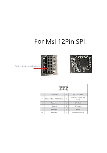 Uzaktan Kart 12 Pin Spı Tpm2.0 Güvenlik Modülü Msı Anakart İçin