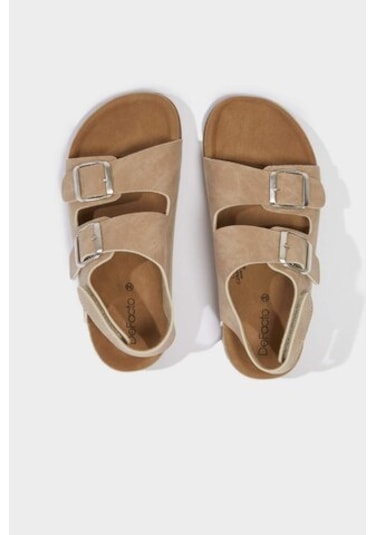 DeFacto Kız Çocuk Cırt Cırtlı Düz Taban Sandalet C2804A825SMBG26 Bej