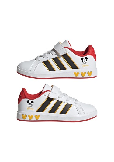 Adidas Adi Das Grand Court Mickey Whtcblackbogold Unisex Çocuk Beyaz Günlük Ayakkabı 31365 Beyaz