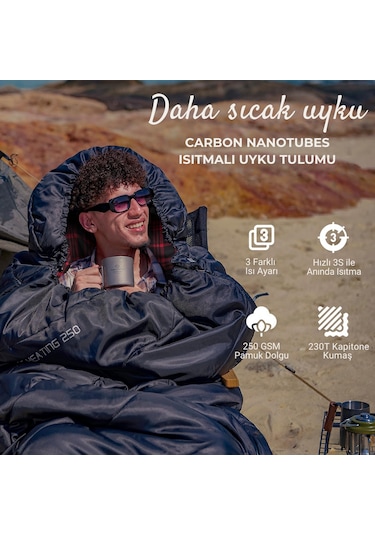 Kingcamp Freespace Heating 250 Isıtmalı Termal Uyku Tulumu Siyah