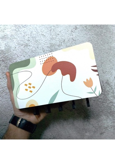 Cajuart Dekoratif Çizgisel Motifli Bölmeli Anahtarlık Duvar Askısı Dekor