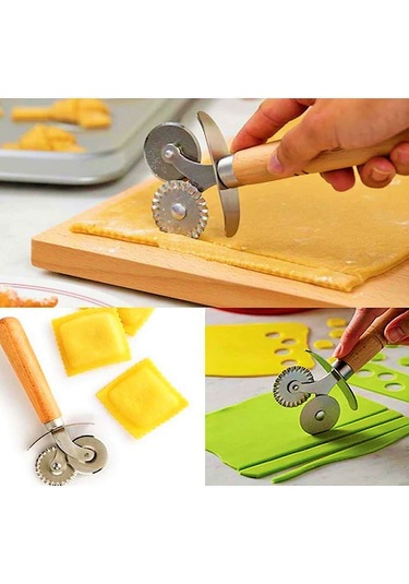 Ahşap Saplı Hamur ve Pizza Kesme Aparatı