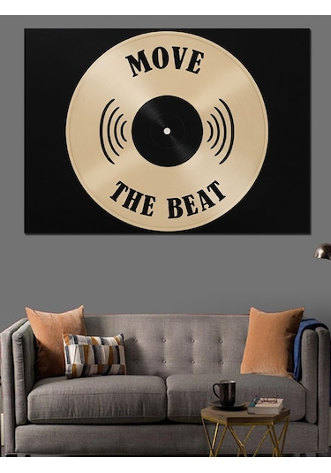 Vinil Plak "move The Beat" Dekoratif Kanvas - Mdf Ahşap Tablo