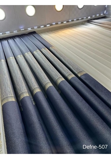 Nivemeshome Defne Lacivert Ft614166 V-507 1/3 Sık Pileli Fon Perde Apm Lacivert