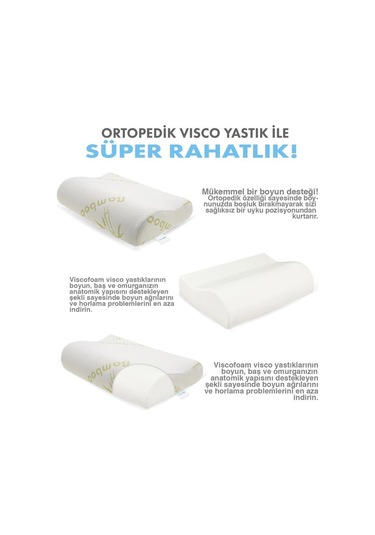 Visco  Foam Bamboo Boyun Destekli Ortopedik Yastık