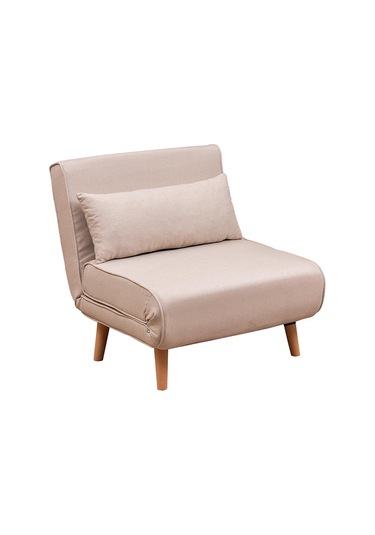 Folde 80 Tekli Yataklı Katlanır Koltuk Keten Krem Krem