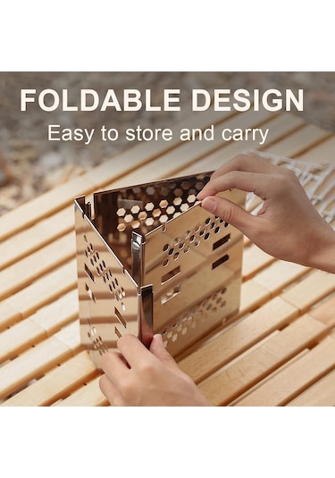 Gq Kamp Odun Sobası Taşınabilir Katlanır Paslanmaz Çelik Sırt Beyaz