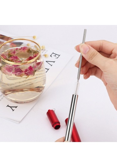 304 Paslanmaz Çelik Üç Bölüm Teleskopik Alüminyum Alaşımlı Fda Sertifikası Yok Bpa Içermez - Mavi