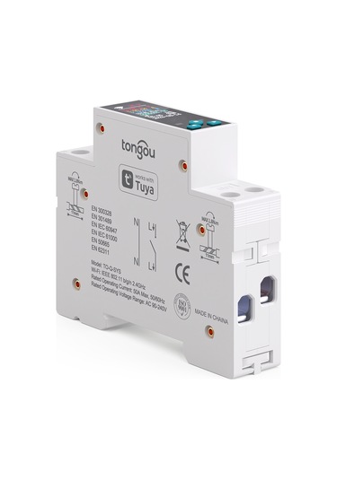 Tongou Ekranlı Akıllı Voltaj Ve Akım Koruma Rölesi - Sıcaklık Wifi Özellikli Çift Kutuplu Monofaz