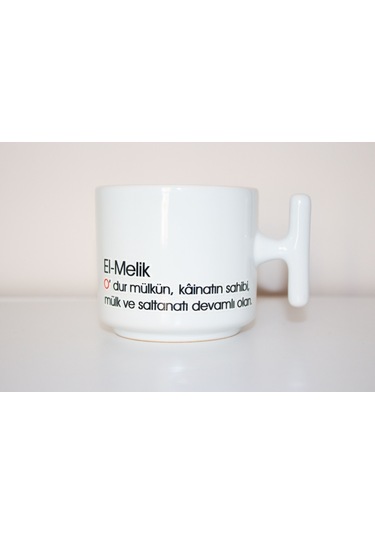 El Melik Esma Serisi T Kulplu Seramik Beyaz Bardak Hediyelik Beyaz