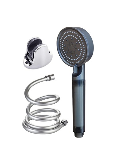 Eraycan Yapı Market 5 Fonksiyonlu Filtreli Pvc Hortum Mafsal Duş Başlığı Set Siyah Krom - Siyah