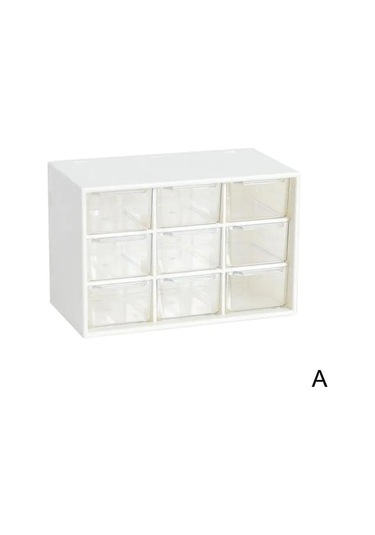 Plastik 9 Bölmeli Masaüstü Saklama Kutusu Takı Çekmecesi Kozmetik Saklama Küpeler Makyaj İnci Düzenleyici Boncuk Konteyner Kutuları Çöp Kutusu Beyaz