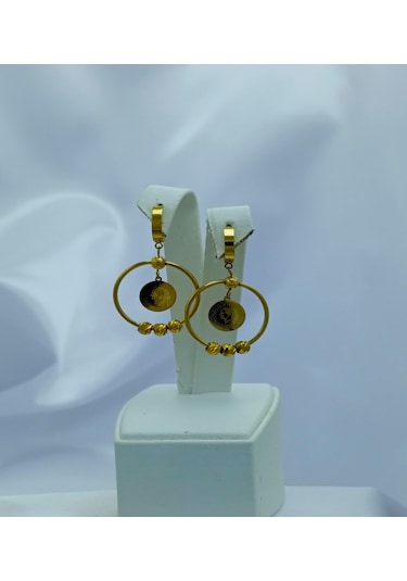 Yeni Sezon Paslanmaz Çelik Çeyrekli Dorika'lı Altın Kaplama Küpe Gold