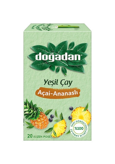 Doğadan Ananas Açaili Yeşil Süzen Poşet Çay 20'li