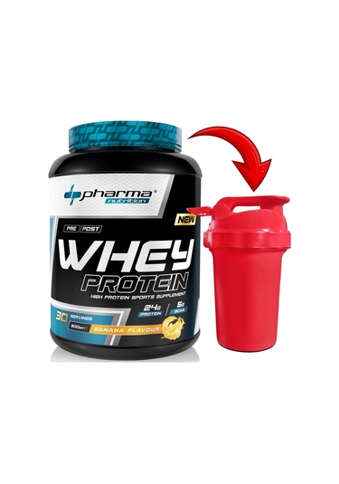 Whey Protein 900 Gr Muz Aromalı Protein Tozu 24 Gram Protein 30 Servis Shaker Hediyeli