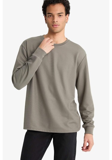 Defacto Regular Fit Bisiklet Yaka Uzun Kollu Body F2263ax25aukh387 Haki