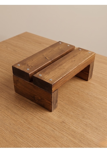 Nest Woodtr Doğal Ahşap Tek Katlı Basamak Tabure Yükseltici 30x25x15cm 1adet Açık Ceviz