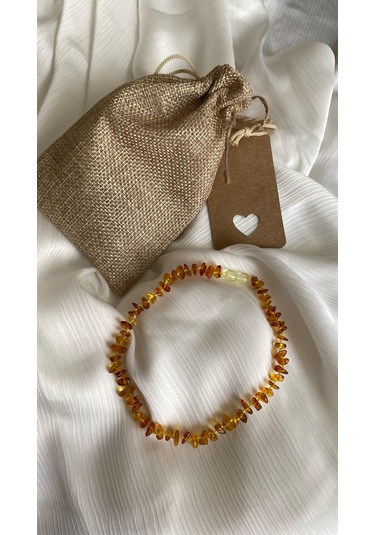 İlknur Doğal Taş Evi Damla Kehribar Bebek Diş Kolyesi Çok REnkli