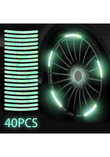 Renkli Seametal 20/40 Adet Yansıtıcı Çıkartmalar Araba Tekerlek Göbeği Gece Sürüş Araba Lastiği Jant Yansıtıcı Dekorasyon Şeritleri 40pcs