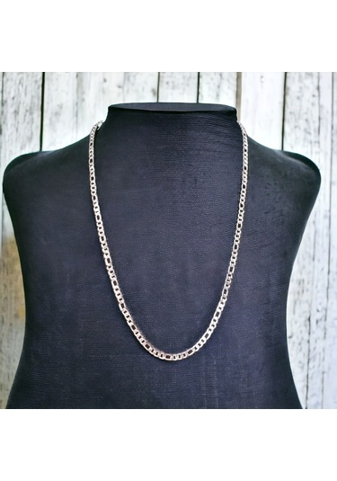 Kesebe Gümüş Renk Zincir Halkalı Unisex Kolye - 53 Cm Çok Renkli