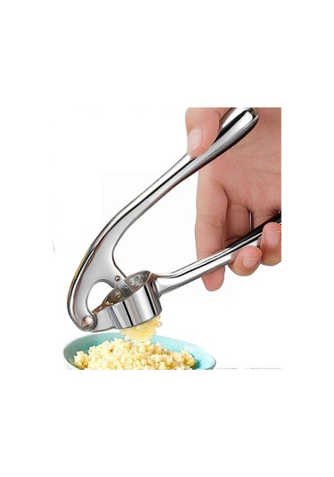 Kolay Pres Saplı Sarımsak Presi Mutfak Aleti - Daha Fazla Sarımsak Ezmesi Çıkarmak İçin Sarımsak Doğrayıcı Alet - Kolay Temizlenen Sarımsak Presi - Gümüş Siyah