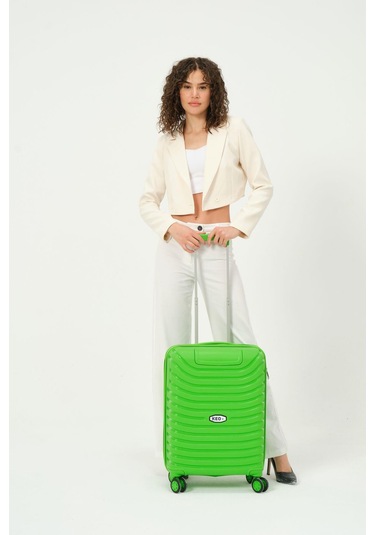 Keo-plus Yeşil Kabin Boy Silikon Kırılmaz Pp Valiz Yeşil