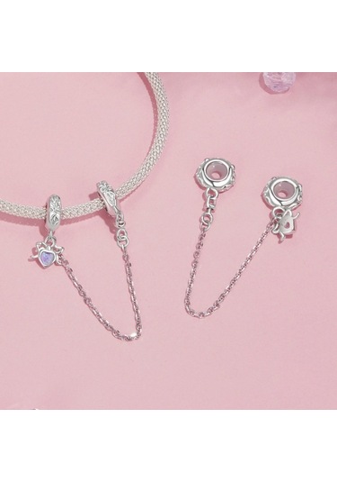 S925 Gümüş Platin-plakalı Opal Yay Güvenlik Zinciri Diğer Çok Renkli