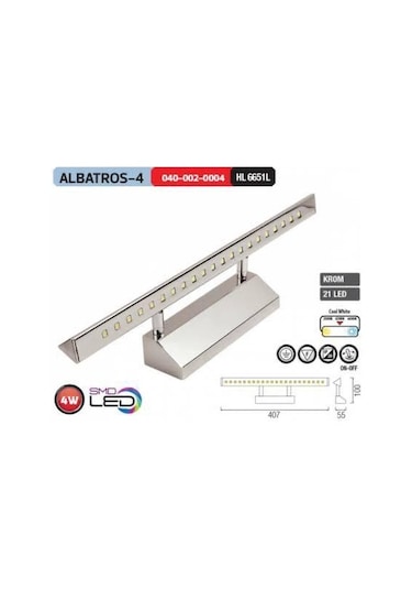 Resim Aplik I Rengi 4000 Kelvin Albatros-4 Krom