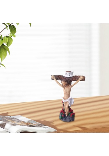 Suntek İsa Haç Heykeli Dua Eden Dini Heykel Ofis Otel Için 10.5cmx6cmx19.5cm