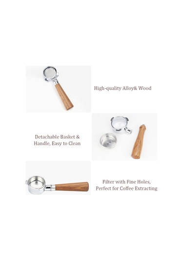 Qingmipy Breville 880/870/850 Kahve Makinesi İçin 54mm Ahşap Saplı Yeniden Kullanılabilir Kahve Portafiltre Seti Diğer
