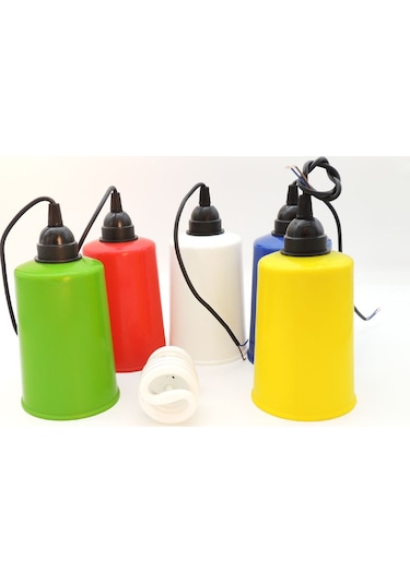 Eko 5 Renk Bahçe Feneri Dış Mekan Aydınlatma + 5 Kırmızı Ampul