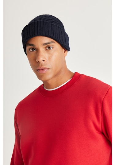 AC&Co / Altınyıldız Classics Erkek Kırmızı Standart Fit Normal Kesim İçi Polarlı Bisiklet Yaka Sweatshirt Kırmızı