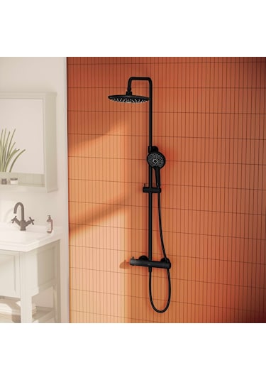 Vitra Aquaheat Bliss 240 2f Duş Kolonu Ve Termostatik Duş Bataryası Sistemi Mat Siyah A4720536 Siyah