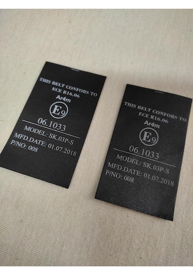 Araç Emniyet Kemeri E Sertifika Etiketi 2 Adet
