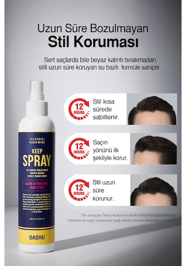 Pomad Etkisini Artıran Uzun Süre Etkili Saç Sabitleyici Sprey Dashu Classic Hard Wire Keep Spray